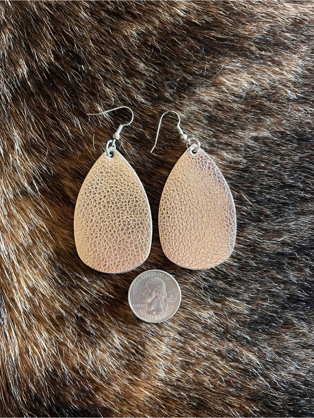 Leather Teardrop Dangle Earrings